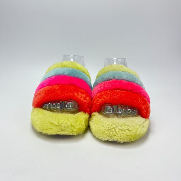 UGG Fluff Yeah Green Multicolor Slide Slip On Slippers 1116570K Youth Size 4 - Picture 3 of 10